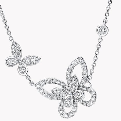 Double Butterfly Silhouette Diamond Pendant